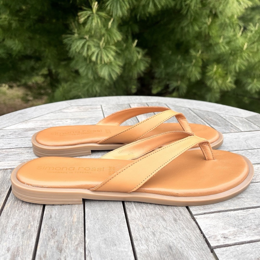 Simona Rossi FlipFlop Size 40 | 9 Leather Minimalist Nude Tan Thong Sandal Italy